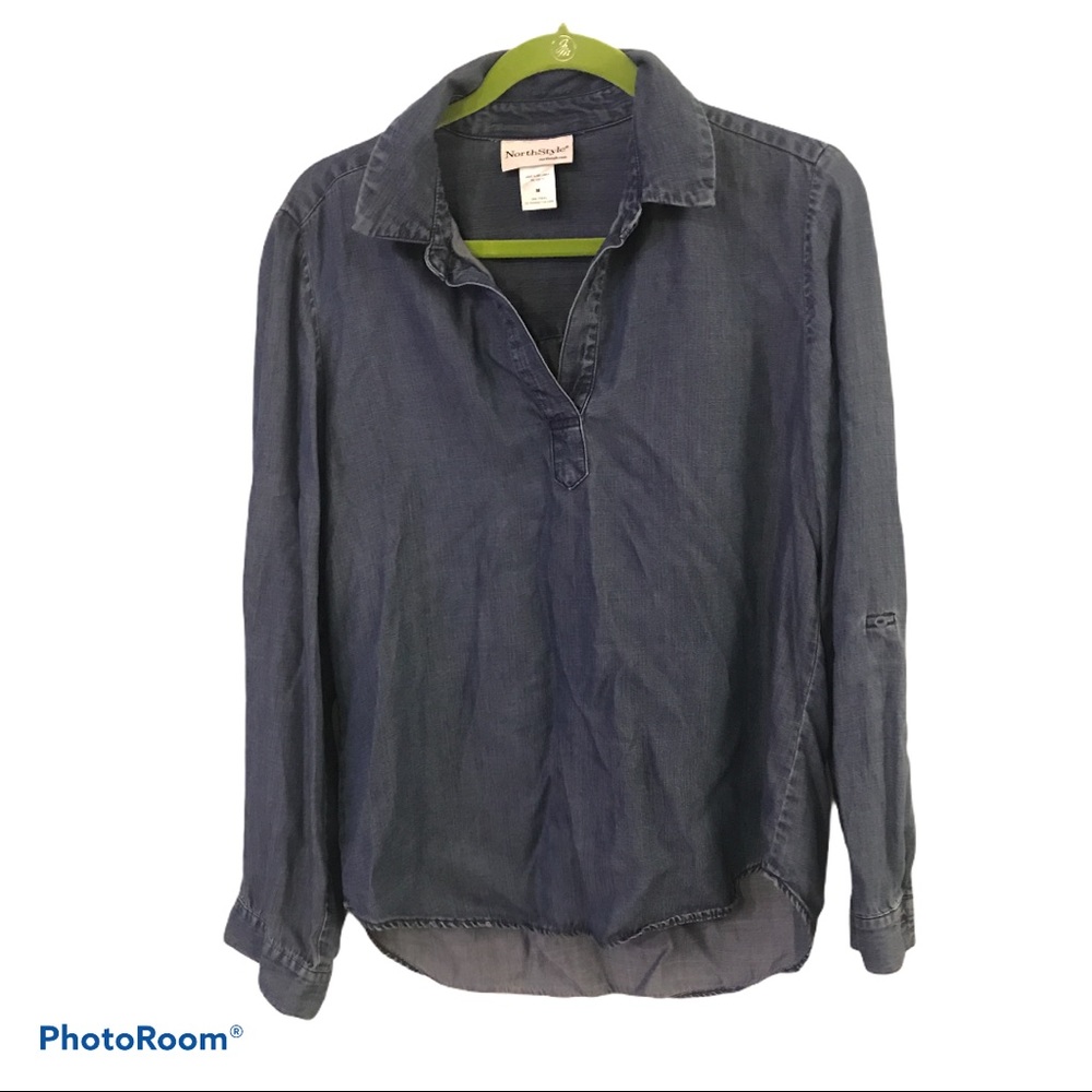 North Style Tencel Denim Pullover Top Med